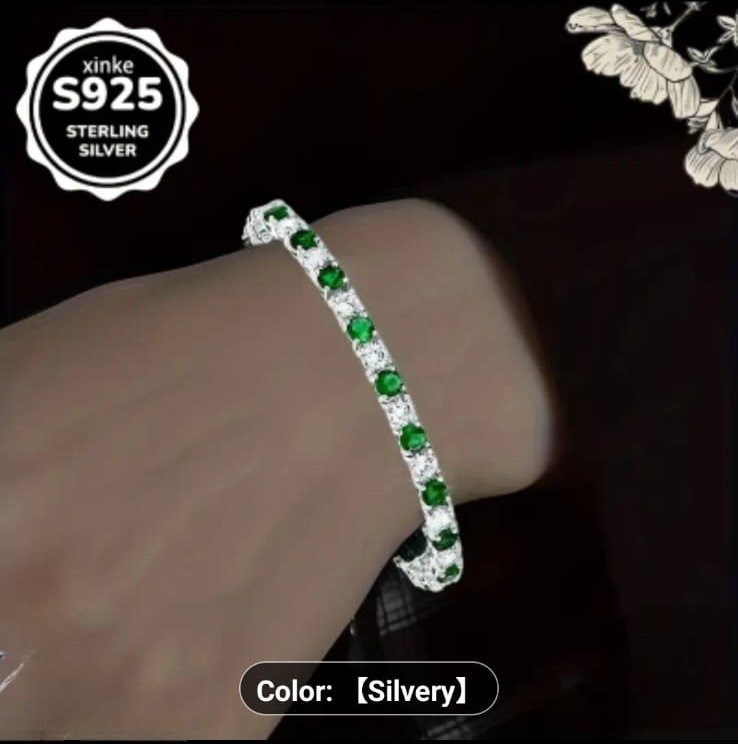 Green + White Tennis Bracelet
