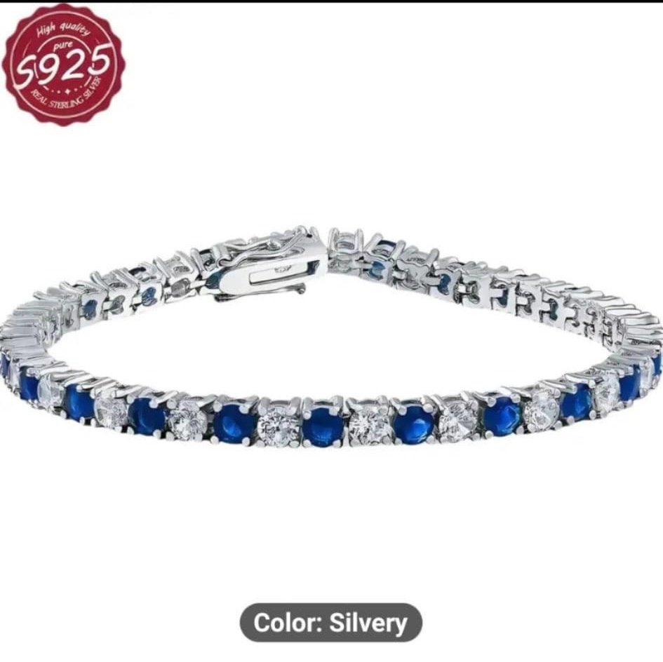 Blue + White Tennis Bracelet